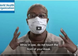 WHO demonstrates the correct way to wear and dispose of your mask